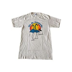 Vtg Ovejita Isla De Margarita Venezuela Ringer Tee Flamingo Island Tropical 38/S